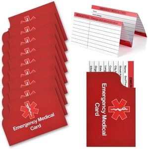 24 Pack Red Medical Condition and Emergency Contact Id Wallet Card Emergency Medical Information Card Medical Alert Wallet Card Pocket Size Medication List and Medical Cards for Caretakers