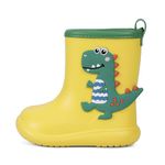 MASOCIO Toddler Wellies Baby Infant Boys Girls Rain Boots Kids Ankle Welly Boots Children Short Wellies Cute Waterproof Lightweight Wellies Size 6.5 7 UK Child Yellow