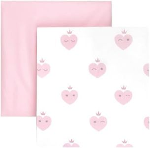 Tadpoles 2-Piece Heart Emoji with Crown Crib Sheets | Collection of 2 Fitted Crib Sheets | 100% Brushed Microfiber Polyester | Soft, Smooth, Breathable & Durable | Ideal for Babies | Pink