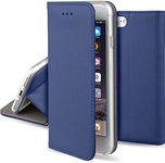 Moozy Case Flip Cover for iPhone 6s, iPhone 6, Dark Blue - Smart Magnetic Flip Case Flip Folio Wallet Case with Card Holder and Stand, Credit Card Slots, Kickstand Function