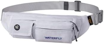 WATERFLY Fanny Pack Slim Soft Polyester Water Resistant Waist Bag Pack for Man Women Carrying iPhone 8 Samsung S6 (White)