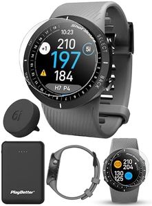 Shot Scope V5 (Gray) Golf GPS Watch Bundle - Automatic Performance Tracking, Full Hole Maps, Distances to Greens, Hazards, Doglegs with PlayBetter Portable Charger & Screen Protectors