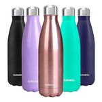 SUNWILL Metal Water Bottle 500ml, Stainless Steel Insulated Travel Sports Water Bottle, Vacuum Thermal Reusable Water Flask, Rose Gold for Hot and Cold Drinks