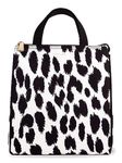 Kate Spade New York Cute Lunch Bag for Women, Large Capacity Lunch Tote, Adult Lunch Box with Silver Thermal Insulated Interior Lining and Storage Pocket (Modern Leopard)