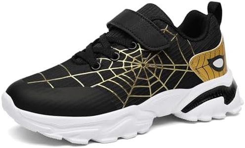 IGBAY Little/Big Boys Tennis Shoes Girls Sneakers for Kids Cushion Running Shoes Sport Athletic Fitness & Cross-Training, Black and Gold, 11.5 Little Kid