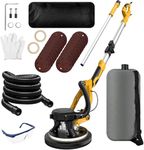 1250W Drywall Sander, 11.5A Electric Drywall Sander with Vacuum Dust Collection, 5 Variable Speed 800-1800RPM, Popcorn Ceiling Removal Tool with Extendable Handle, LED Light, 18pcs Sanding Discs