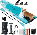 Paddle board, 11‘5x38“x6“ Extra Wide Inflatable Stand Up Paddle Board with Dog Ramp and Kayak Seat, Dual Paddles, Double Action Hand Pump & All Accessories for Adults