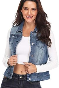 MISS MOLY Women's Denim Classic Vest Cotton Navy Blue Small