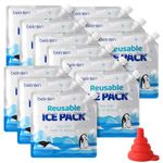 Belinlen 12pack 10"x10" Reusable Ice Packs for Coolers,Long Lasting Cold Freezer Packs Cooler Ice Packs for Lunch Bags,School, Beach, Fishing, Camping