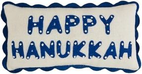 Mud Pie Happy Mini Hanukkah Pillow, 6" x 12", White