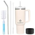 LaoSiJi 40oz Tumbler with Straw and Lid,Leakproof Travel Mug with Handle,Double Walled Stainless Steel Tumbler with 2 in 1 Air Tight Lid,Reusable Insulated Cup for Cold and Hot Drinks Idea Gifts