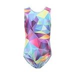 Gymnastics Suits for Girls Ballet Dance Colorful Geometric Metallic Tank Leotards Unitards Bodysuit Dancewear Outfit Size 14