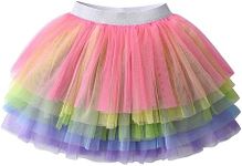 VIKITA Girls Layered Tutu Skirt Party Tulle Skirts Princess Dress Birthday Outfit, Rainbow-sk258, 7-8 Years