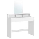 VASAGLE Dressing Table with Large Mirror, Vanity Table with 2 Drawers and 3 Compartments, Makeup Table, Modern, 40 x 100 x 140 cm, White RDT163W01