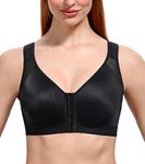 HACI Front Closure Posture Bra for Women Back Support Wirefree Full Coverage Unpadded(Black,34B)