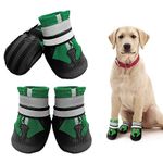 NeuWee Dog Boots, Anti-Slip Dog Shoes with Reflective Strips, Waterproof Winter Snow Booties Breathable Paw Protector for Small, Medium and Large Dogs (L, Green)