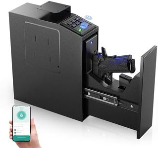 Gun safe, Biometric Slider safe for handgun, 4 Ways Unlock with Fingerprint, Key Access, PIN Code, Mounted Nightstand Pistol Safe and Gun Lock Box for Car, Truck, Desk, Bedside, Wall