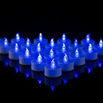 Kemanga LED Tea Lights Bulk, Pack of 24 Flameless Tea Lights with Blue Light, Battery Operated Fake Candles, No Flickering Light