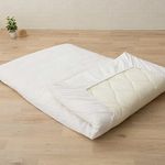 EMOOR Japanese Futon Mattress CLASSE & Fitted Sheet PRESSO Double Made in Japan, Cotton (White) Foldable Floor Sleeping Bed Tatami Mat