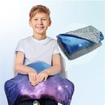 Solfres Small Weighted Lap Pad Blanket Throw for Kids Boys Teens 20in x 23in 5 Lbs - Sleep Therapy Plush Travel Size with Glass Beads, Galaxy Space Stars