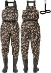Pristis CAMO Waterproof Fishing Waders, Chest Wader with Boots Hanger Belt for Men Women, Reinforced 2-Ply Taslon Nylon PVC Lightweight Insulated Breathable Fabric for Hunitng Canoeing, M10/W11
