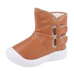 LACOFIA Toddler Boys Girls Anti-Slip Rubber Sole Waterproof Winter Warm Snow Boots Brown 5