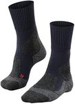 FALKE Women's TK1 Adventure Hiking Socks, Mid Calf, Thick Padding, Athletic Sock, Breathable Quick Dry, Merino Wool, Blue (Marine 6120), 6.5-7.5, 1 Pair