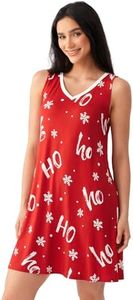 GYS Christmas Womens Bamboo Viscose Nightgowns Soft Sleeveless V Neck Nightdress Lightweight Sleep Shirt, Xmas Red, X-Large