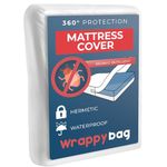 WRAPPYBAG Waterproof Mattress Protector Anti-Bed Bug & Dust Mite Protector – Chemical-Free Mattress Cover – Fits 90x190 cm – Available in 15 Sizes and Heights