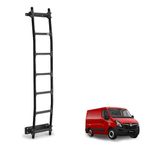 Rhino Black Van Ladder for the Vauxhall Movano (2010-2021) [Note: Only Suitable for Models with H1 Roof] Heavy Duty Anti-slip Steps (With Fixing Kit)