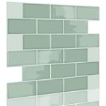 funlife 40 Sheets 3D Peel and Stick Tile Stickers, Self-Adhesive Subway Wall Sticker on Tiles for Kitchen Backsplash, 30cmX13cm Sage