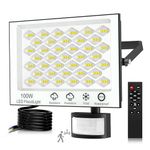 wowspeed Security Lights Outdoor Motion Sensor, 100W LED Floodlight Outdoor, IP66 Waterproof PIR Sensor Security Light, Dimmable Cold White Outdoor Light for Garden, Garage with 75cm Cable, 6500K