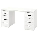 1CLIQKART LAGKAPTEN/Alex Engineered Wood Desk (White, 140x60 cm,55 1/8x23 5/8")