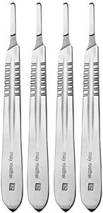 May - 4 x porte-scalpel figure n° 4 - manche scalpel - support de lame pour lames clapellées jetables - acier inoxydable