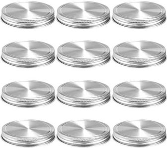 Stainless Steel Mason Jar Lids,12 Pack Polished Surface,Reusable and Leak Proof,Storage Caps with Silicone Seals 12-Pack Stainless Steel Lids(Wide Mouth)