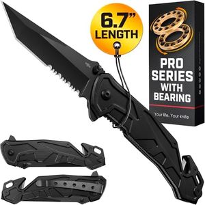 Legal Pocket Knife with Bearing - 5 in 1 Knife - 2.8” Serrated Tanto Blade - with Glass Breaker & Seatbelt Cutter & Pocket Clip - Small Tactical Folding Knives for Men Women Hunting EDC Work 6620 B