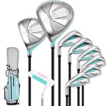 PGM Women's Left Handed Complete Golf Club Sets - 9 Pieces - 2 Woods (#1,5), 6 Irons(#6,7,8,9,PW,SW), 1 Putter - with Golf Stand Bag