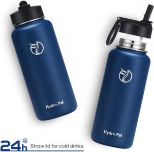 HydroPal Stainless Steel Vacuum Insulated Water Bottle – 2 Lids, 12/24hr Hot Cold, Multiple Sizes