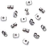 Earring Backs Clutches,Stainless Steel Butterfly Square Earring Safety Backings Pads Bullet Clutch Earring Stopper for Earring 6.5x4.5mm[Pack of 50]