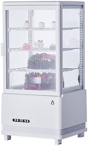 GarveeTech Commercial Refrigerator Display Fridge, 2.4 Cu. FT Pastry Display Case, Cake Fridge Merchandiser Beverage Cooler, Double-Layered Glass, Interior LED Lighting, Adjustable Shelves, White