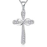 YL Cross Necklace 925 Sterling Silver White Gold/Rose Gold/Gold Plated cut 5A Cubic Zirconia Crucifix Pendant for Women, 18-20 Inches (45+5 CM)