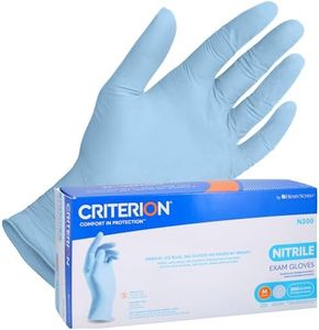Henry Schein Criterion N300 Nitrile Exam Gloves – Medium, Ice Blue, 300/Box – Chemo Tested, Latex-Free, Chlorinated, Textured Fingers, 2.76 Mil Finger Thickness, Beaded Cuff, Non-Sterile, Disposable