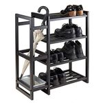 INDIAN DECOR 452510 Umbrella Stand with Shoe Rack and Removable Tray/Umbrella Storage - Black