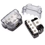 2PCS TuoLauthon Power Distribution Block 0/2/4 Gauge in 4/8/10 Gauge Out Nickel Plated 4 Ways Car Audio Splitter Amp Distribution Connecting Block