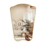 Monjita Irregular Wall Mirror Asymmetrical Mirror, 32'' x 23'' Gold Framed Mirror, Decorative Wall Mirror, Modern Vanity Luxurious Mirror for Living Room Entryway Bathroom, Wall Mounted Italian Mirror