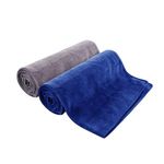 MAXOSHINE Napkins for Hand Towels-Super Soft Quick Dry Gym Sweat Towels-Microfiber Towel for Hand Face Home Sports-40 x 60 cm (Grey/Blue, Set of 2)