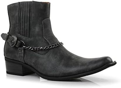 Ferro Aldo Alejandro MFA606326 Mens Memory Foam Casual High Western Buckle Strap Ankle Dress Boots, Charcoal, 10.5