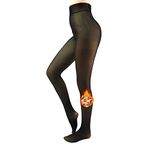 X-CHENG Fleece Lined Tights Sheer Women - Fake Translucent Warm Pantyhose Leggings Sheer Thick Tights for Winter, Black, Medium