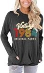 YXVVMQ 40th Birthday Gift Womens Fashion Sweatshirt Vintage 1984 Original Parts Pullover Casual Blouses for Women Darkgrey