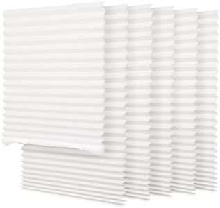 SEEYE Light Filtering Temporary Blinds Cordless Shades Fabric Pleated Fabric Shade Easy to Cut and Install, 36" W x 72" L - 6 Pack, White, with 12 Clips